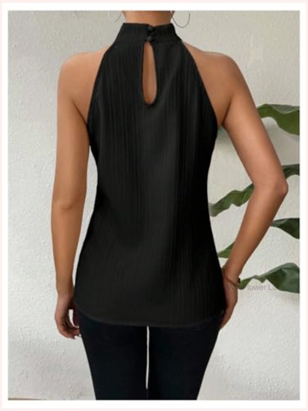 Twist Front Halter Blouse Pleated Sleeveless Going Out Top - Picture 3 of 5